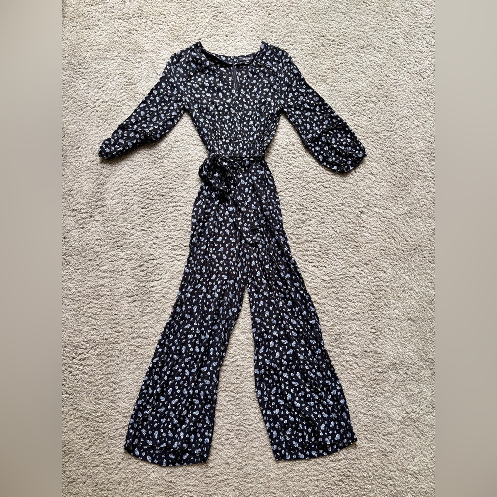 Madewell black floral jumpsuit - XXS